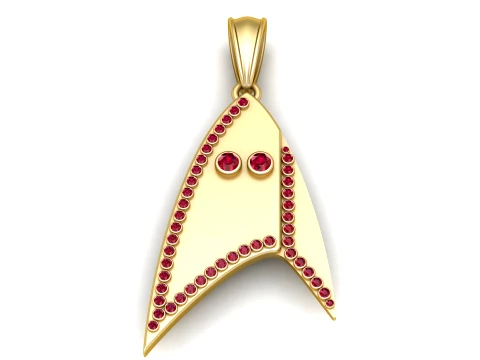 Ruby Stingray Gold Pendant 3D Model