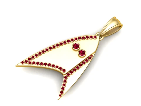 Ruby Stingray Gold Pendant 3D Model