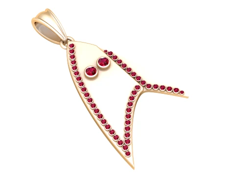Ruby Stingray Gold Pendant 3D Model