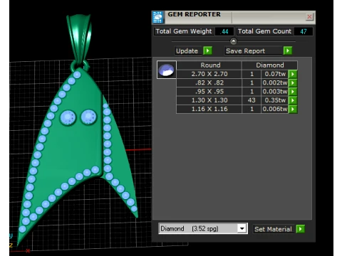 Ruby Stingray Gold Pendant 3D Model
