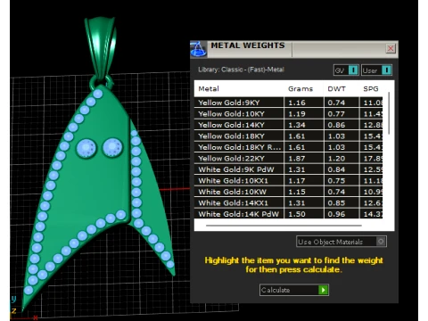 Ruby Stingray Gold Pendant 3D Model