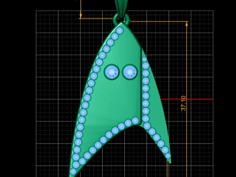 Ruby Stingray Gold Pendant 3D Model
