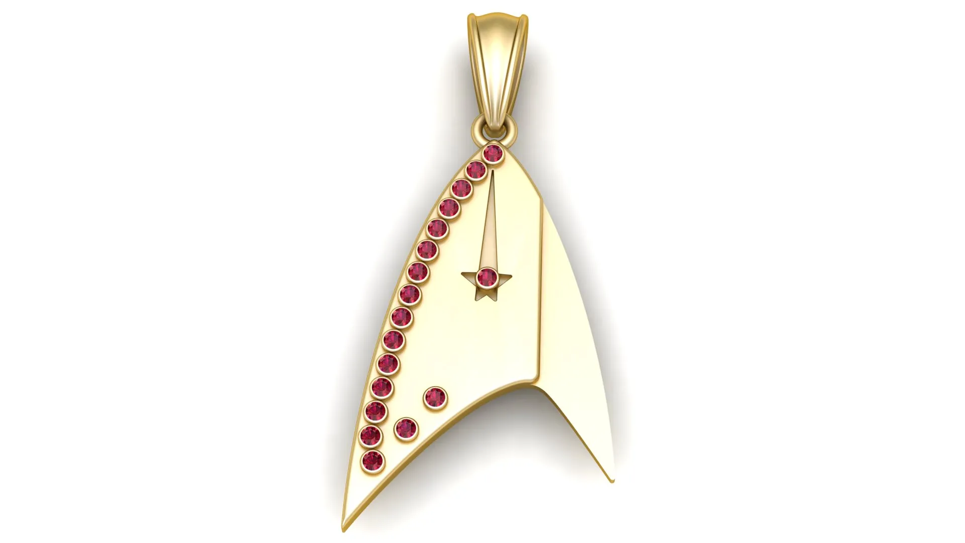 Ruby Starfleet Gold Pendant 3D Model .c4d .max .obj .3ds .fbx .stl .blend 