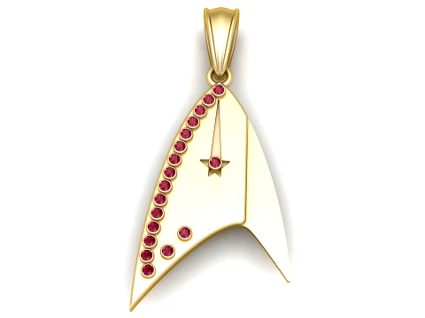 Ruby Starfleet Gold Pendant 3D Model