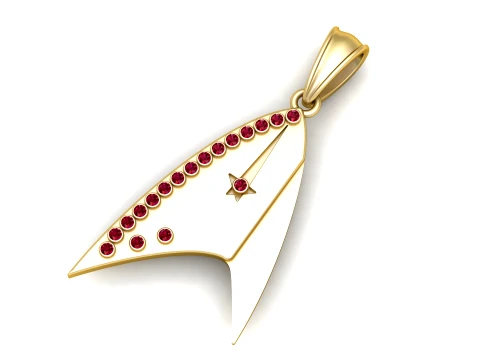 Ruby Starfleet Gold Pendant 3D Model