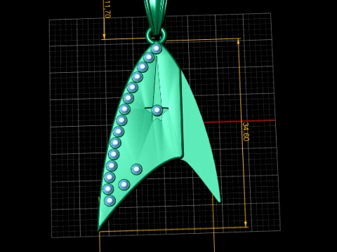Ruby Starfleet Gold Pendant 3D Model