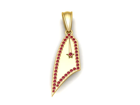 Ruby Star Insignia Gold Pendant 3D Model