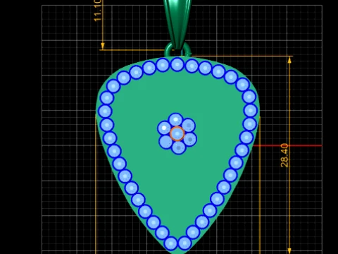 Ruby Cross Shield Gold Pendant 3D Model