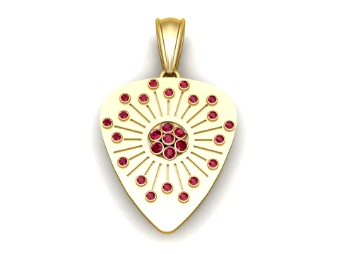 Ruby Sunburst Gold Pendant 3D Model