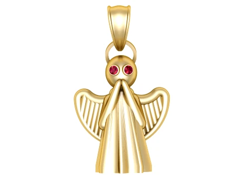 Praying Angel Ruby Gold Pendant 3D Model