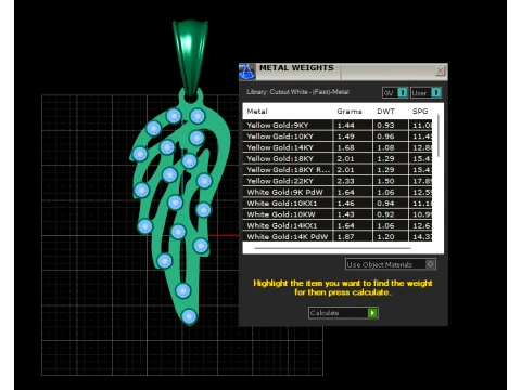 Ruby Feather Gold Pendant 3D Model
