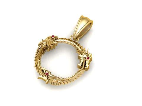 Three-Headed Dragon Gold Pendant Modelo 3D