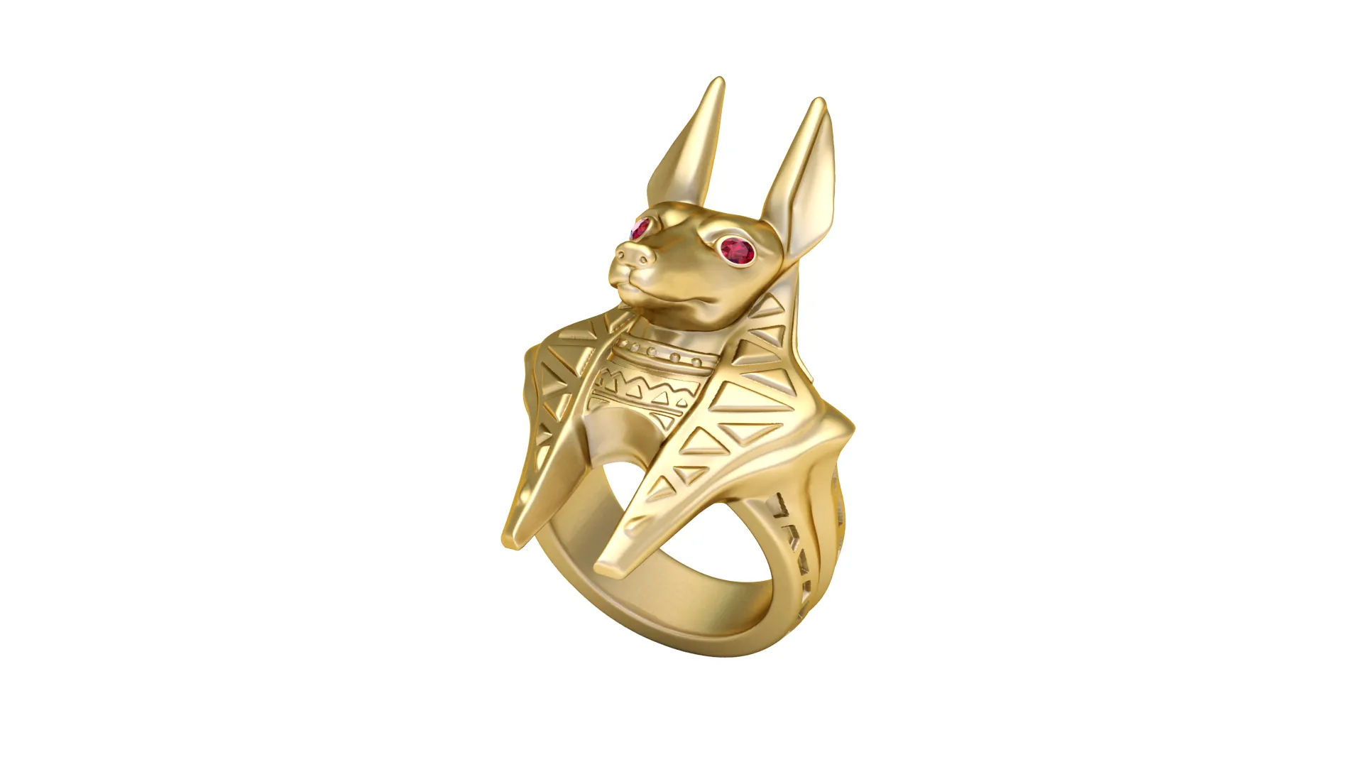 Anubis Ruby Eye Gold Ring 3D Model .c4d .max .obj .3ds .fbx .stl .blend 