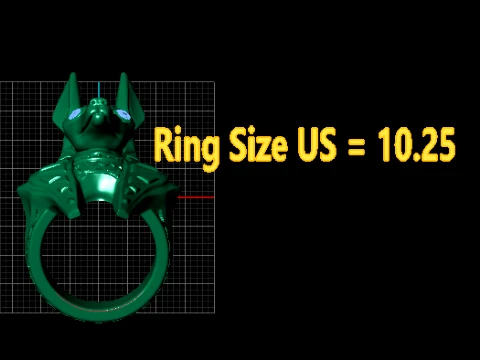 Anubis Ruby Eye Gold Ring 3D Model