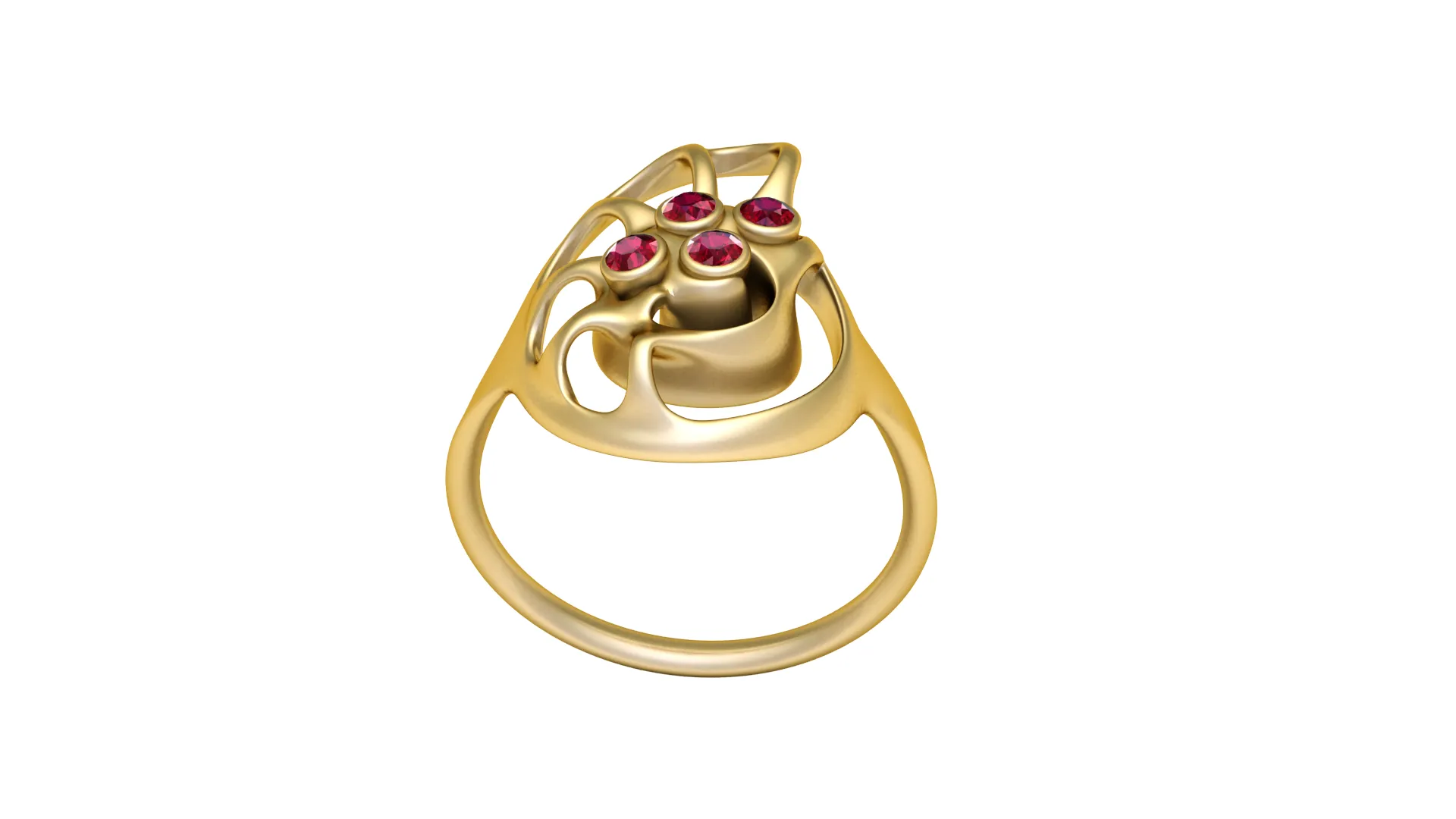 Ruby Swirl Gold Ring 3D Model .c4d .max .obj .3ds .fbx .stl .blend