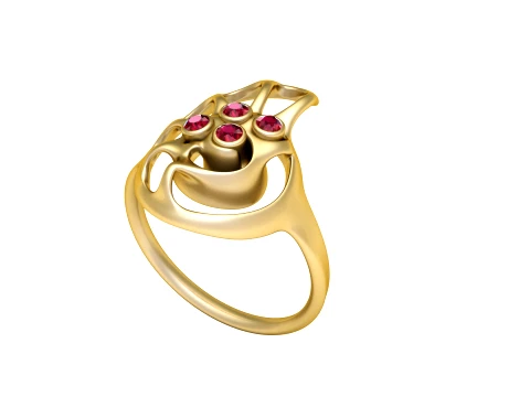 Ruby Swirl Gold Ring 3D Model