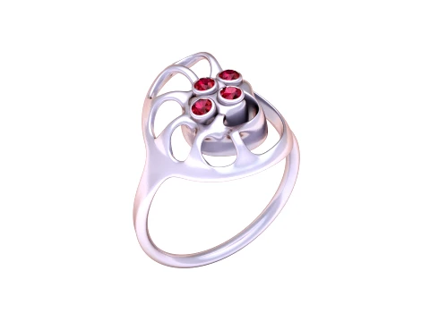 Ruby Swirl Gold Ring 3D Model
