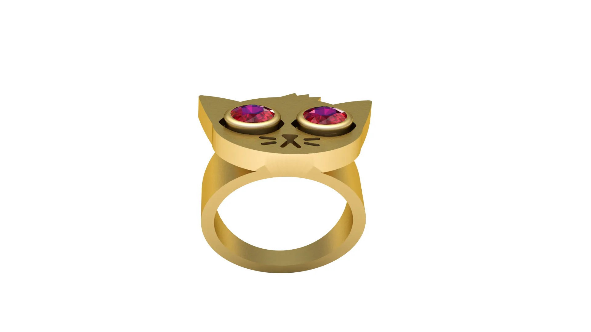 Ruby-Eyed Cat Gold Ring 3D Model .c4d .max .obj .3ds .fbx .stl .blend 