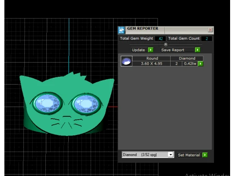 Ruby-Eyed Cat Gold Ring 3D Model