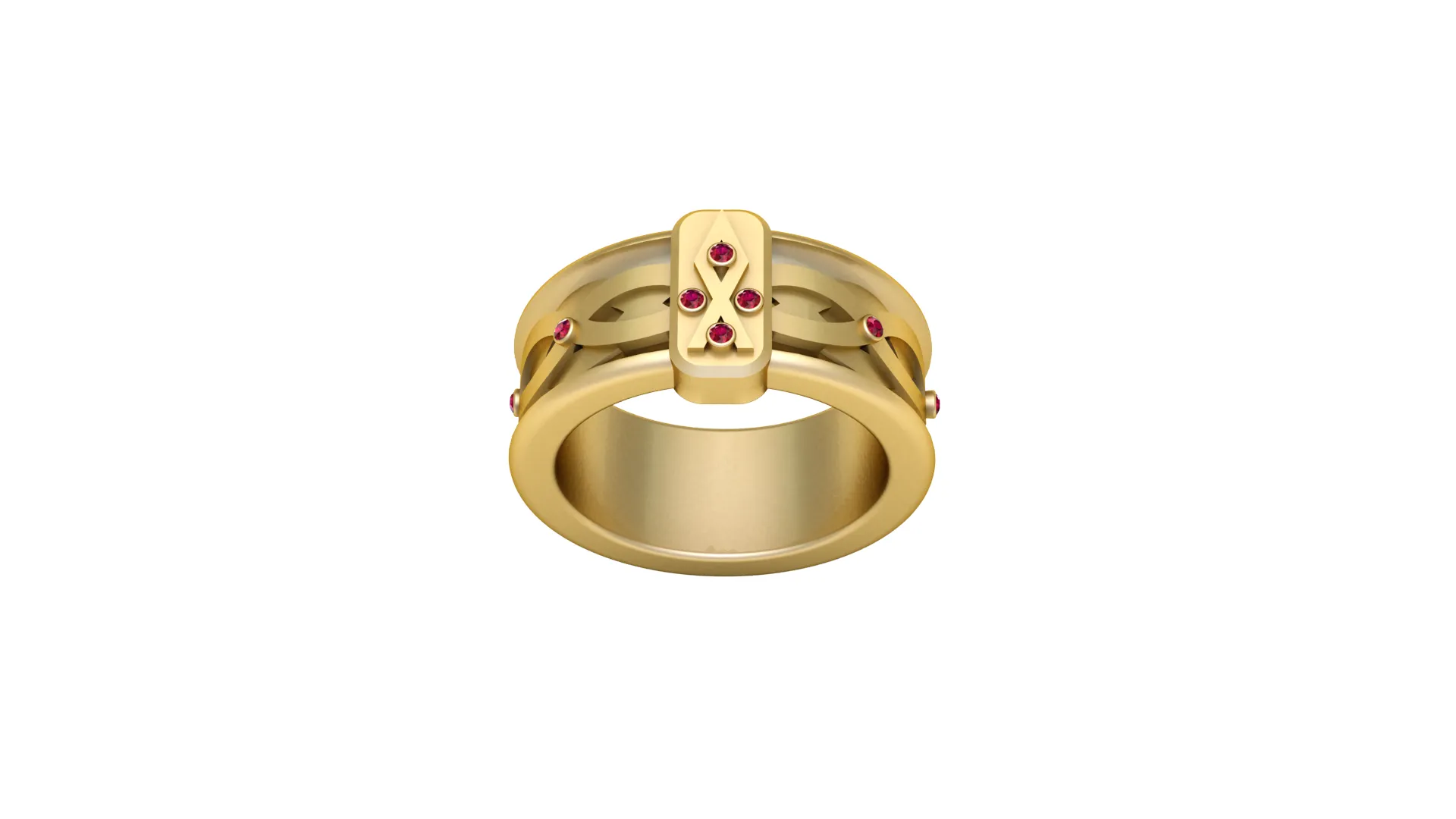 Ruby Accent Crown Gold Ring 3D Model .c4d .max .obj .3ds .fbx .stl .blend 