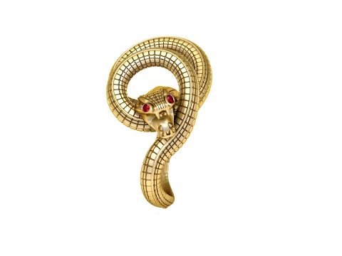 Ruby-Eyed Cobra Gold Ring Modelo 3D