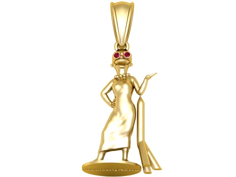 Elegant Ruby-Eyed Lady Gold Pendant Modelo 3D