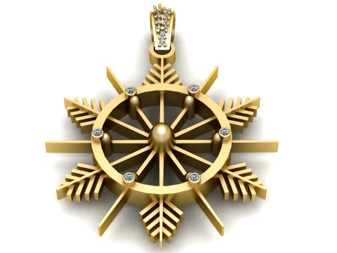 Luxury Gold Snowflake Diamond Pendant Design 3D Модель