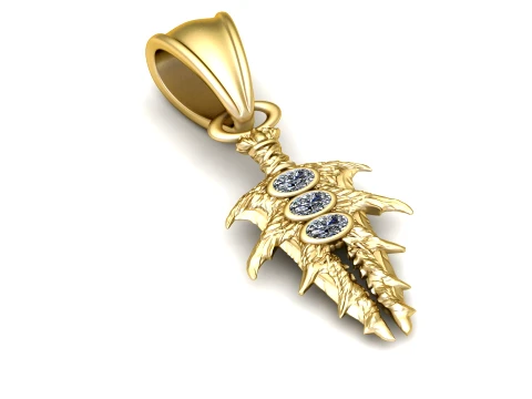 Luxury Gold Dragon Claw Diamond Pendant 3D Model
