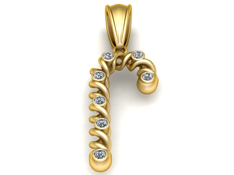 Elegant Gold Curved Diamond Pendant Design 3D Model