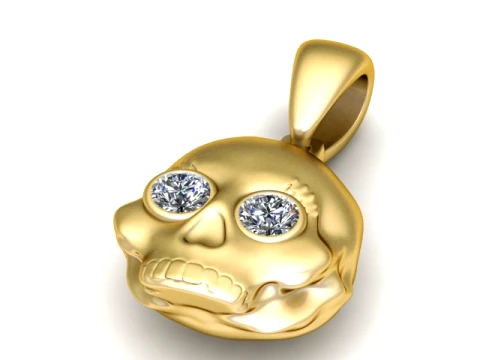 Luxury Gold Skull Diamond Eyes Pendant Modello 3D