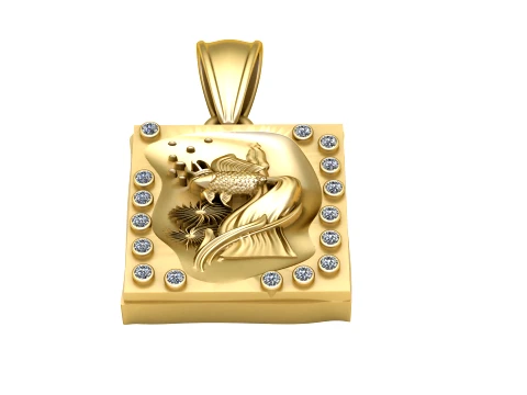 Luxury Gold Koi Fish Diamond Pendant 3D Model