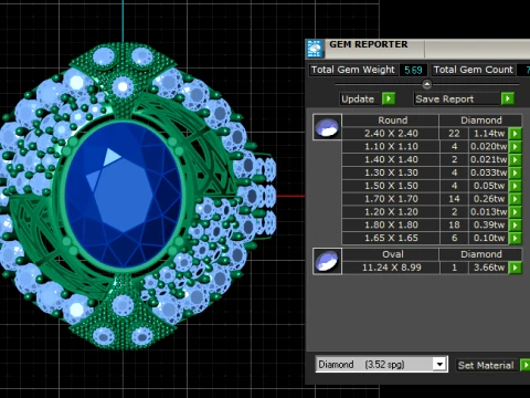 Luxury Royal Gold and Silver Diamond Gemstone Rings 3D Model