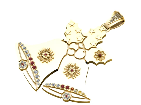 Luxury Gold Christmas Bells Pendant Design Modello 3D
