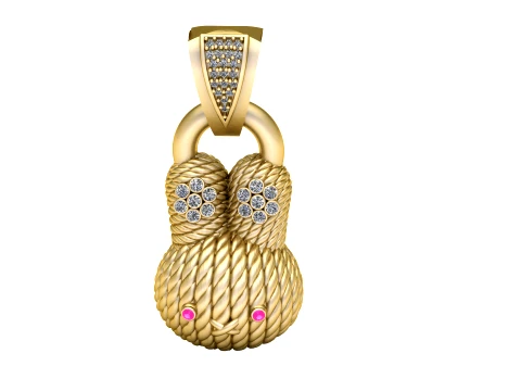 Luxury Gold Owl Gemstone Pendant Design 3D Model