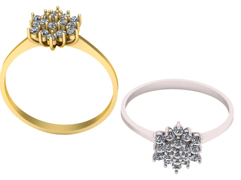 Elegant Floral Diamond Cluster Solitaire Rings 3D Modell