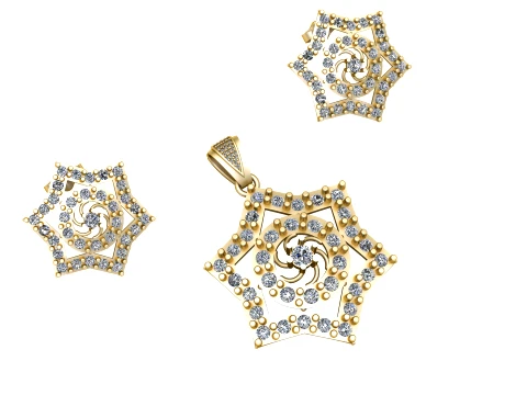 Elegant Gold Star Diamond Pendant Design 3D Model