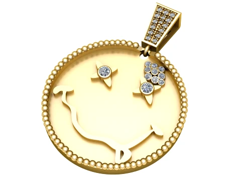 Elegant Gold Arabic Calligraphy Round Pendant 3D Model