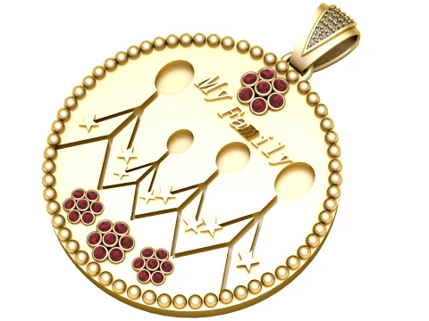 Personalized Gold My Family Tree Pendant 3D Modell