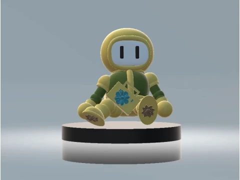Niedlicher sitzender Roboter mit Blumendekoration 3D Modell