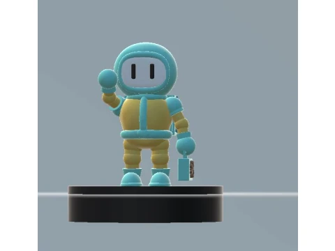 Niedlicher Winkeroboter mit blauem Helm 3D Modell