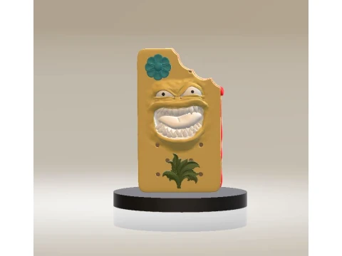鋭い歯を持つ面白い怒っているチーズのキャラクター 3Dモデル