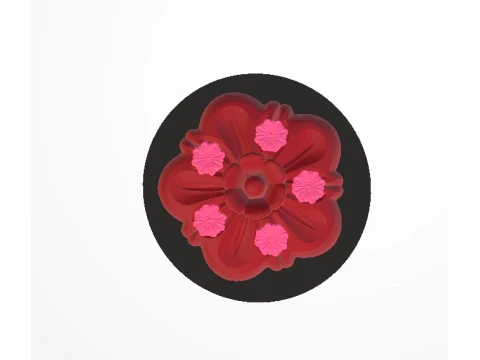 Beautiful Red Flower with Pink Floral Decorations 3D Model
