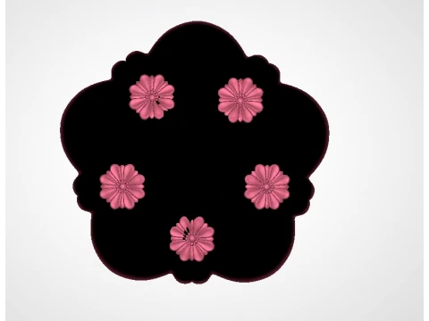 Beautiful Red Flower with Pink Floral Decorations 3D Model