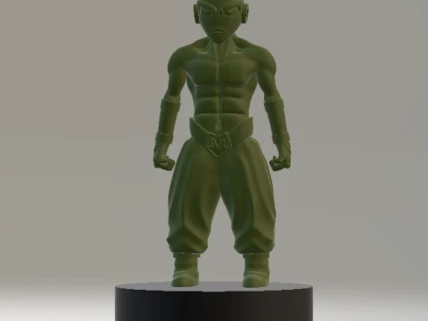 Muskul&ouml;ser Anime-Krieger mit stacheliger Haarfigur 3D Modell