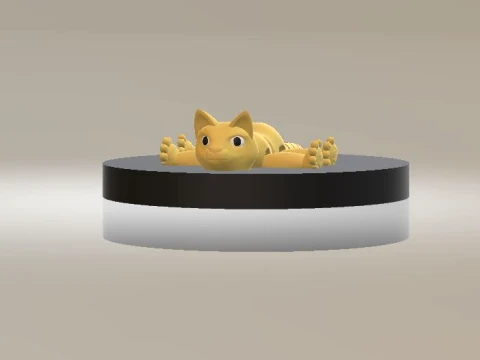 S&uuml;&szlig;e schlafende gelbe Katze mit gestreiftem Schwanz 3D Modell