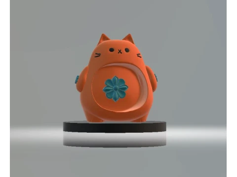 Cute Orange Cartoon Cat Figurine 3D Modell