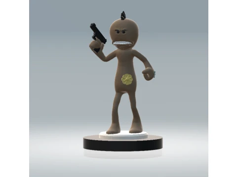 Angry Cartoon Action Character Figurine 3D Model