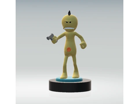 Angry Yellow Cartoon Action Character Figurine 3Dモデル