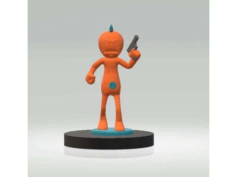 Angry Orange Cartoon Action Character Figurine 3Dモデル