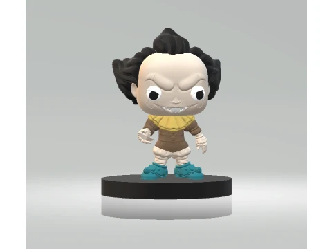 Angry Spiky Haired Cartoon Warrior Figurine 3D Model